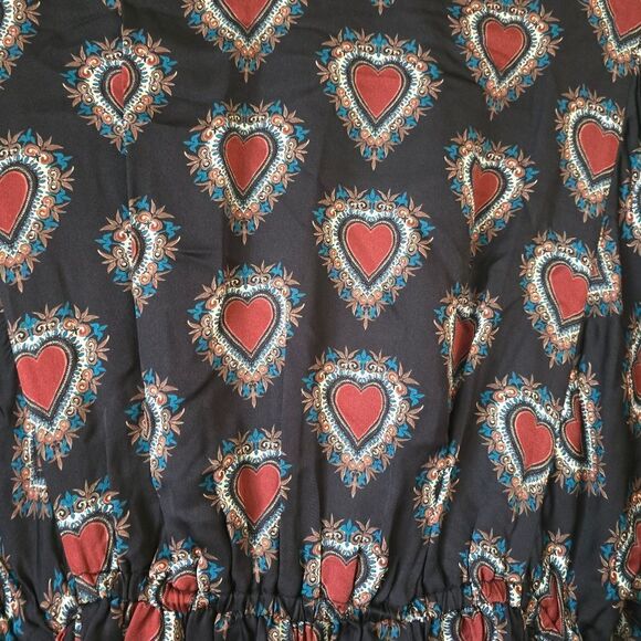 Rhode Caroline Mini Dress Heart Print Mock Neck Size XSmall - Picture 5 of 12